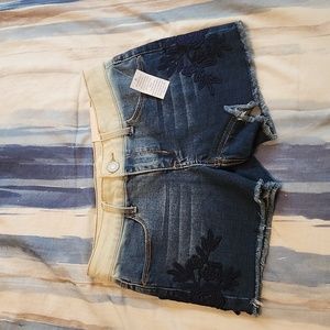 SO Girl's Dip Dyed Floral Crochet Mid-Rise Shortie Shorts, Size 12 NWT